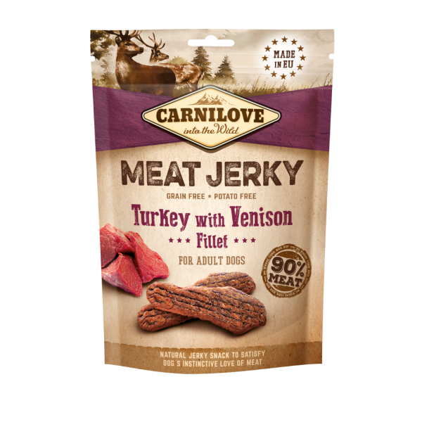 Carnilove Dog Snack Meat Jerky Turkey with Venison Fillet 100gr