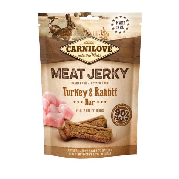 Carnilove Dog Snack Meat Jerky Turkey & Rabbit Bar 100gr