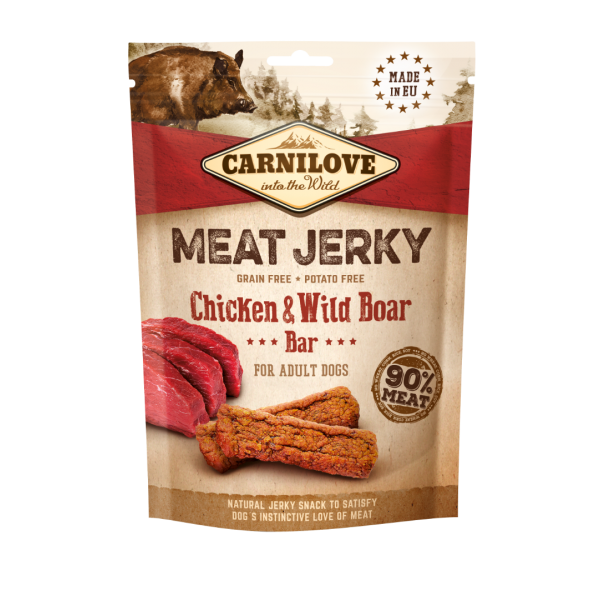 Carnilove Dog Snack Meat Jerky Chicken & Wild Boar Bar 100gr