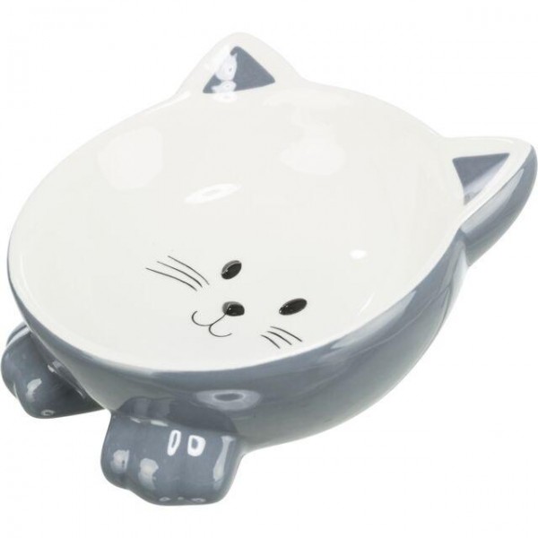 Trixie Κεραμικό Πιάτο Γάτας Φαγητού & Νερού Γκρι Σκούρο 150ml 14cm