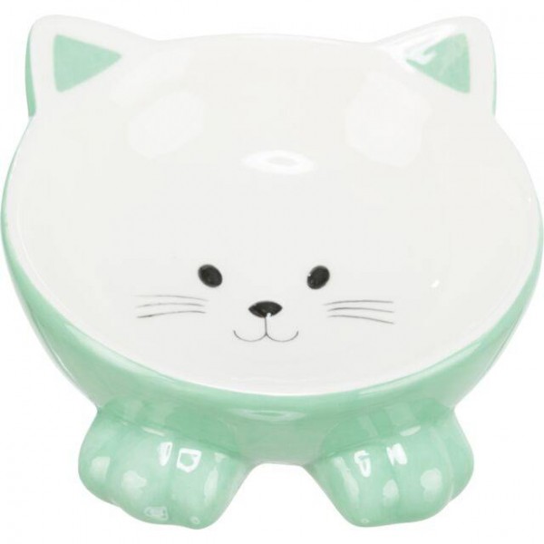 Trixie Κεραμικό Πιάτο Γάτας Φαγητού & Νερού Γκρι Πράσινο 150ml 14cm
