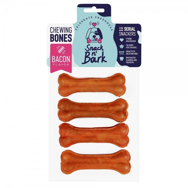 Snack n' Bark Bone Pressed With Flavor Bacon 10cm  45gr 4 τμχ
