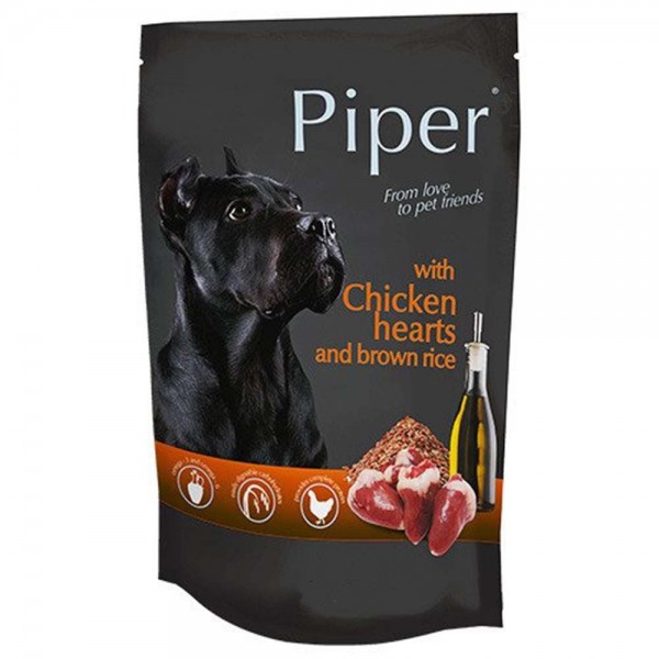 Piper Adult Καρδιά Κοτόπουλου & Καστανό Ρύζι Pouch 500gr